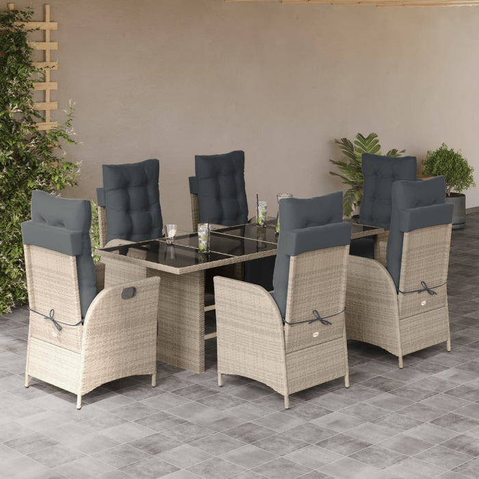 Set mobilier de grădină cu perne, 7 piese gri deschis poliratan - WALTI WALTI