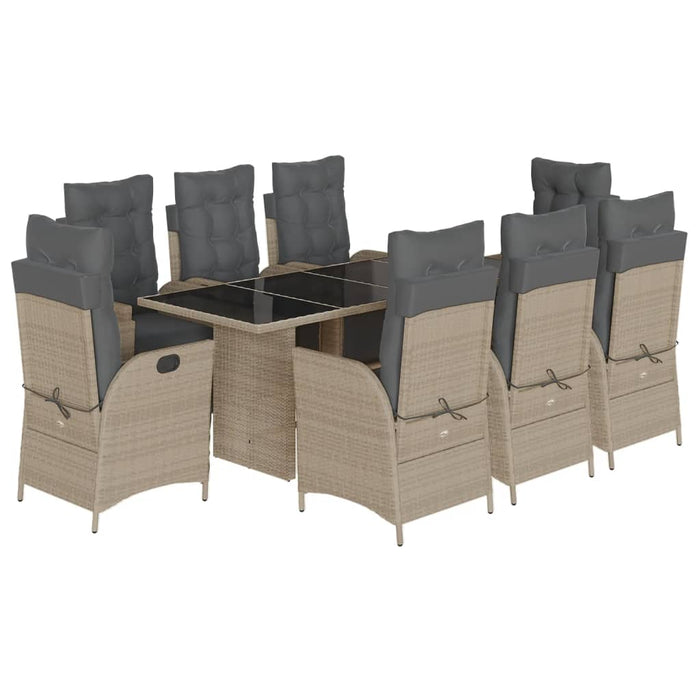 Set mobilier grădină cu perne, 9 piese, gri deschis, poliratan - WALTI WALTI