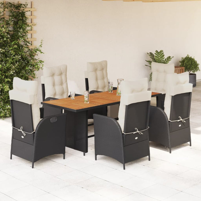Set mobilier de grădină cu perne, 7 piese, negru, poliratan - WALTI WALTI