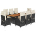 Set mobilier de grădină cu perne, 9 piese, negru, poliratan - WALTI WALTI