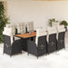 Set mobilier de grădină cu perne, 9 piese, negru, poliratan - WALTI WALTI