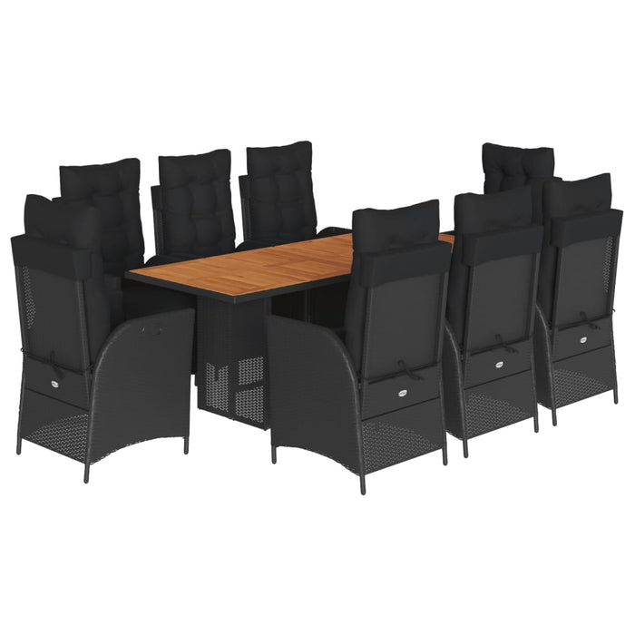 Set mobilier de grădină cu perne, 9 piese, negru, poliratan - WALTI WALTI