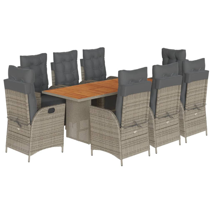 Set mobilier grădină cu perne, 9 piese, gri, poliratan - WALTI WALTI