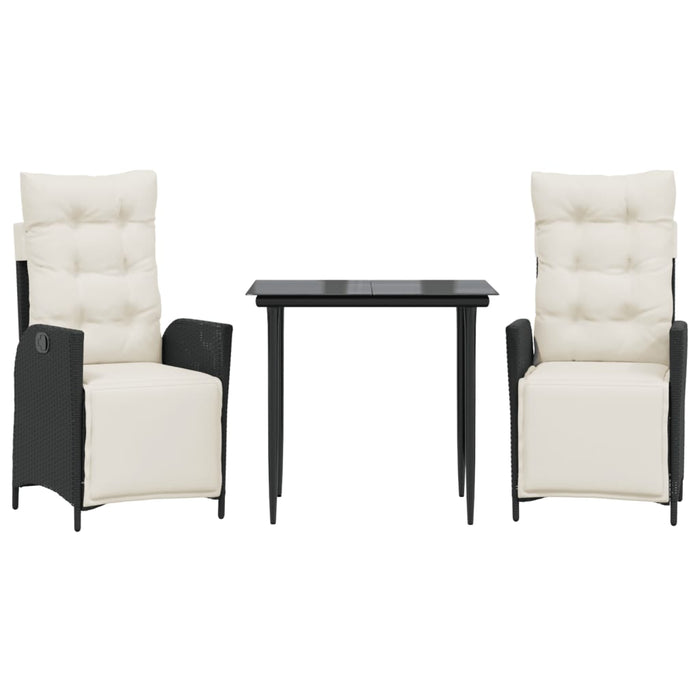 Set mobilier de grădină cu perne, 3 piese, negru, poliratan - WALTI WALTI