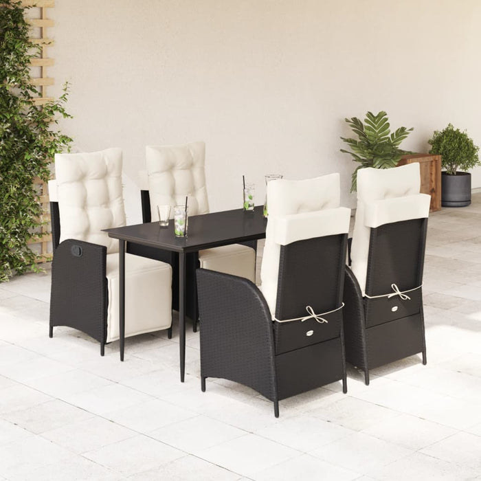 Set mobilier de grădină cu perne, 5 piese, negru, poliratan - WALTI WALTI