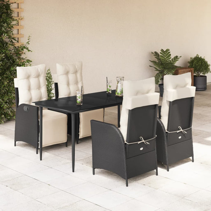 Set mobilier de grădină cu perne, 5 piese, negru, poliratan - WALTI WALTI