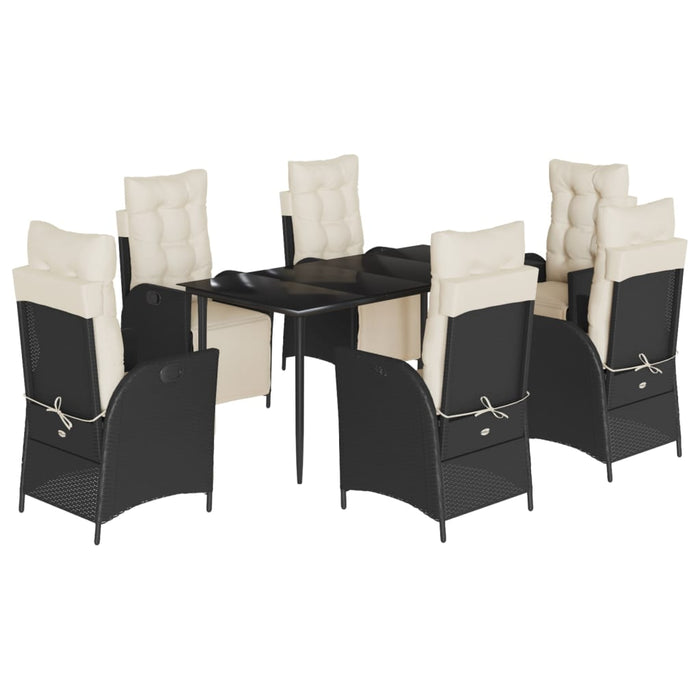 Set mobilier de grădină cu perne, 7 piese, negru, poliratan WALTI