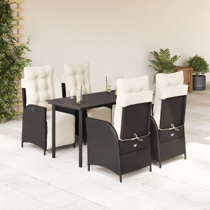 Set mobilier de grădină cu perne, 5 piese, negru, poliratan - WALTI WALTI