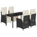 Set mobilier de grădină cu perne, 5 piese, negru, poliratan - WALTI WALTI