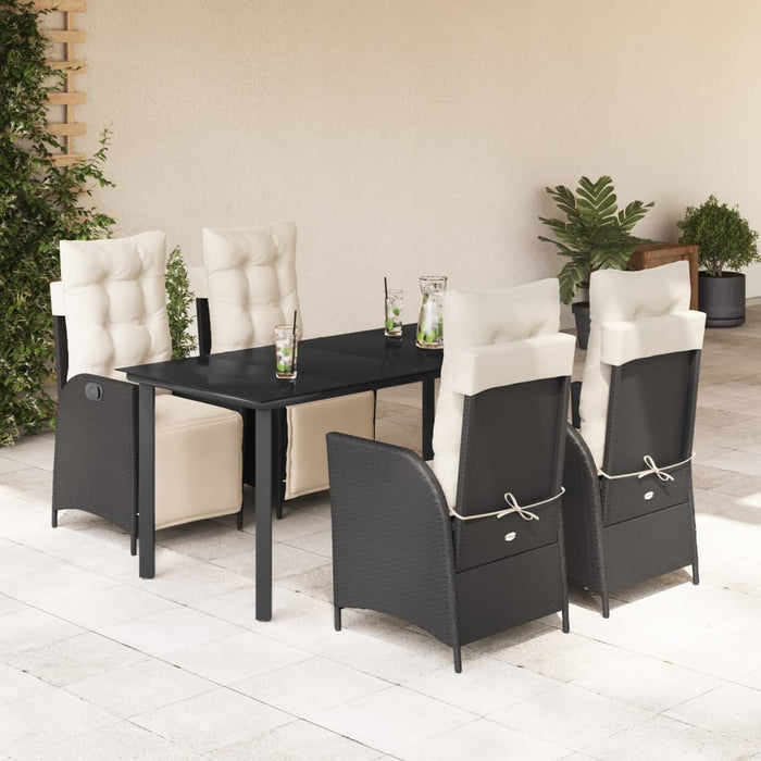 Set mobilier de grădină cu perne, 5 piese, negru, poliratan - WALTI WALTI