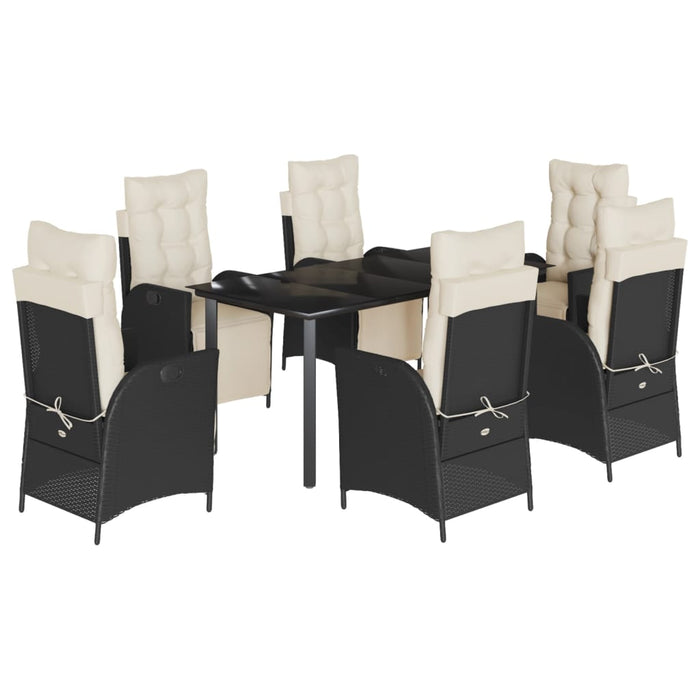 Set mobilier de grădină cu perne, 7 piese, negru, poliratan - WALTI WALTI