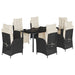 Set mobilier de grădină cu perne, 7 piese, negru, poliratan - WALTI WALTI