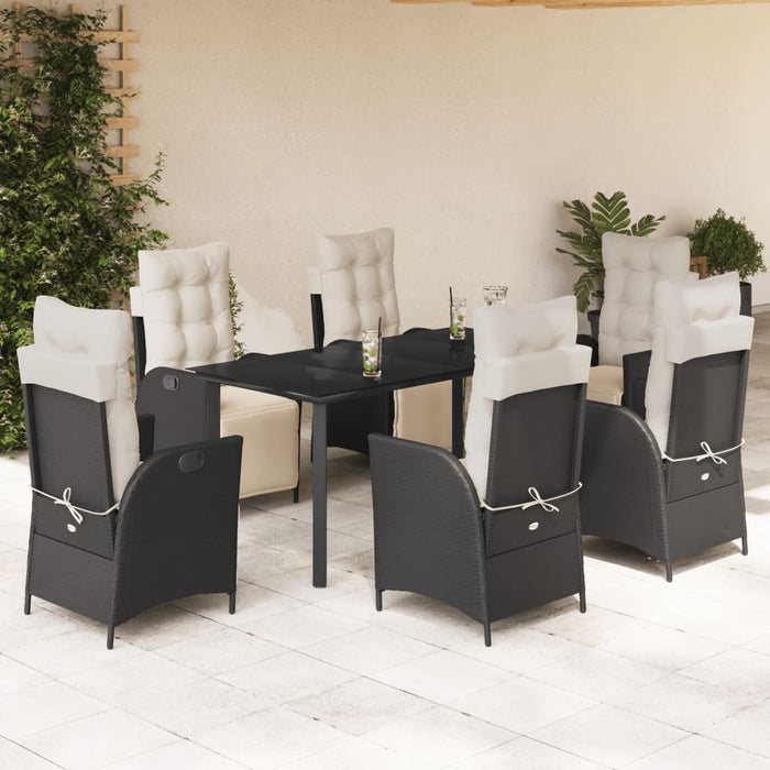 Set mobilier de grădină cu perne, 7 piese, negru, poliratan - WALTI WALTI
