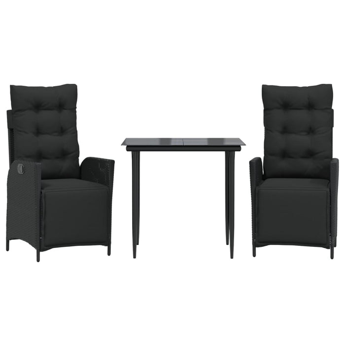 Set mobilier de grădină cu perne, 3 piese, negru, poliratan - WALTI WALTI