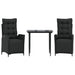 Set mobilier de grădină cu perne, 3 piese, negru, poliratan - WALTI WALTI