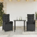 Set mobilier de grădină cu perne, 3 piese, negru, poliratan - WALTI WALTI