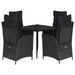Set mobilier de grădină cu perne, 5 piese, negru, poliratan - WALTI WALTI