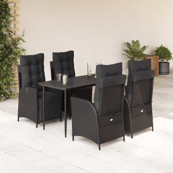 Set mobilier de grădină cu perne, 5 piese, negru, poliratan - WALTI WALTI