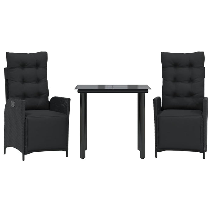 Set mobilier de grădină cu perne, 3 piese, negru, poliratan - WALTI WALTI