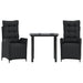 Set mobilier de grădină cu perne, 3 piese, negru, poliratan - WALTI WALTI