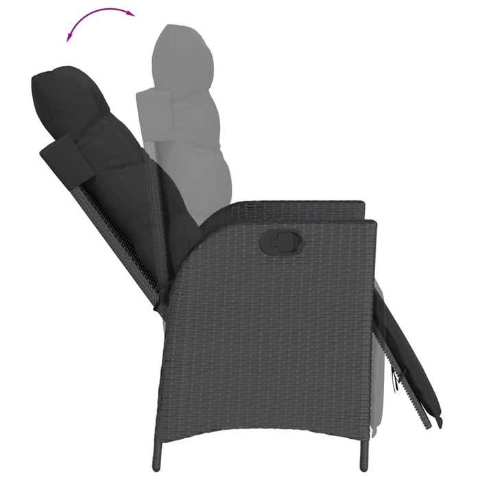 Set mobilier de grădină cu perne, 3 piese, negru, poliratan - WALTI WALTI