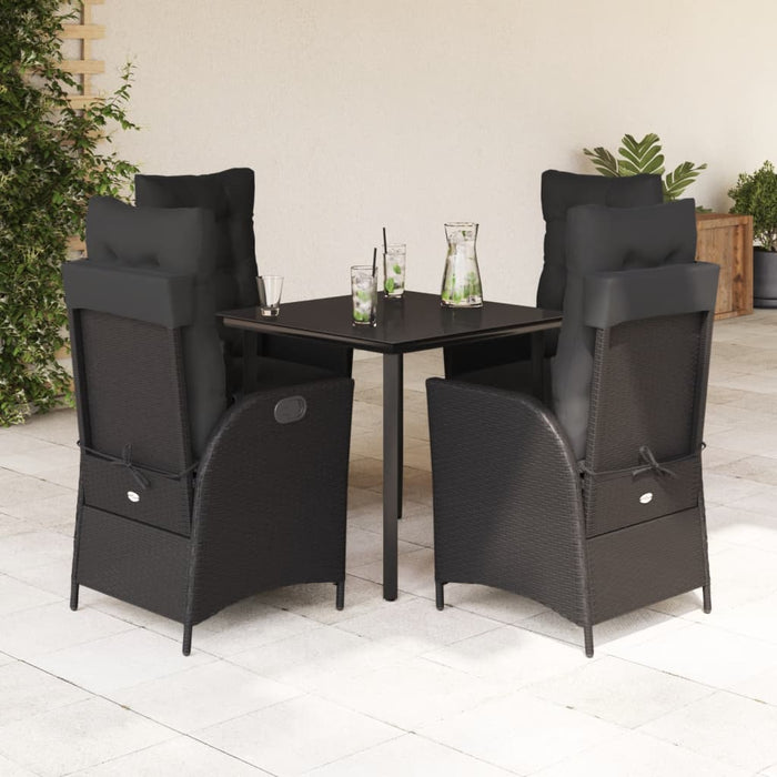 Set mobilier de grădină cu perne, 5 piese, negru, poliratan - WALTI WALTI