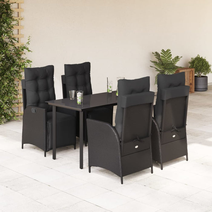 Set mobilier de grădină cu perne, 5 piese, negru, poliratan - WALTI WALTI