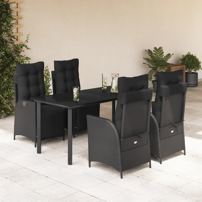 Set mobilier de grădină cu perne, 5 piese, negru, poliratan - WALTI WALTI