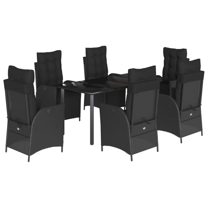 Set mobilier de grădină cu perne, 7 piese, negru, poliratan WALTI