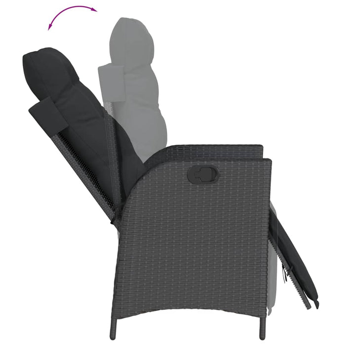 Set mobilier de grădină cu perne, 7 piese, negru, poliratan WALTI