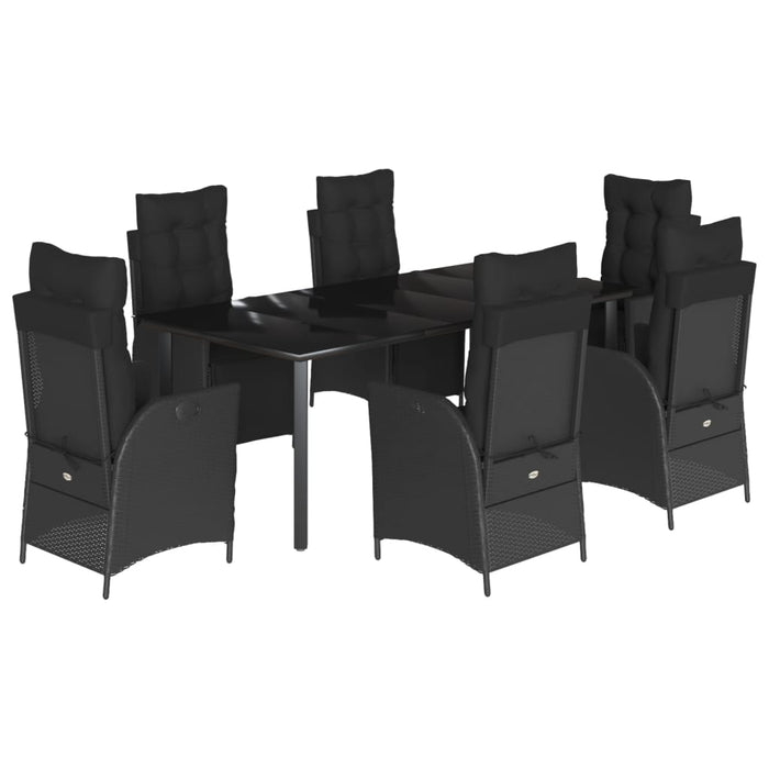 Set mobilier de grădină cu perne, 7 piese, negru, poliratan WALTI