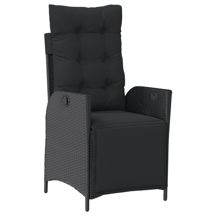 Set mobilier de grădină cu perne, 7 piese, negru, poliratan WALTI