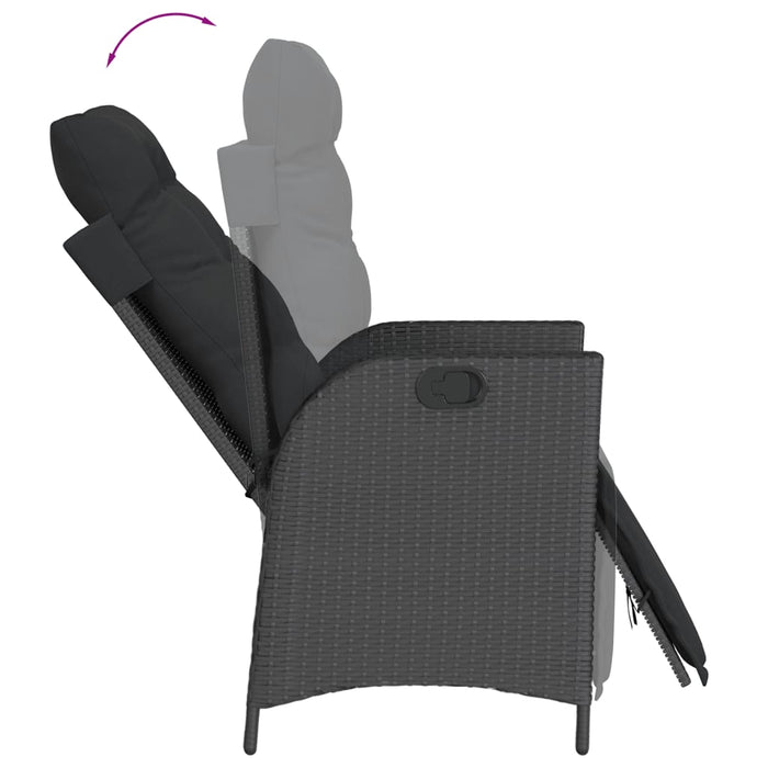 Set mobilier de grădină cu perne, 7 piese, negru, poliratan WALTI