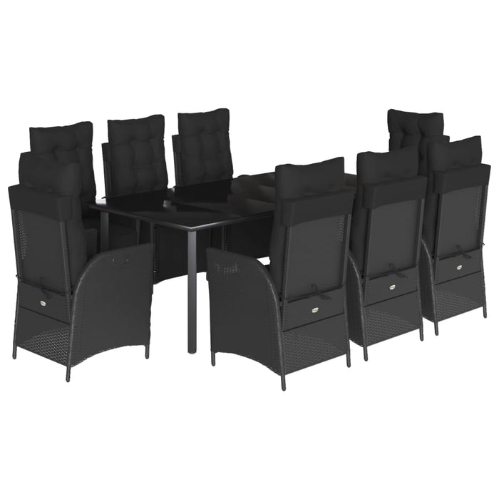 Set mobilier de grădină cu perne, 9 piese, negru, poliratan - WALTI WALTI