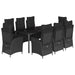 Set mobilier de grădină cu perne, 9 piese, negru, poliratan - WALTI WALTI
