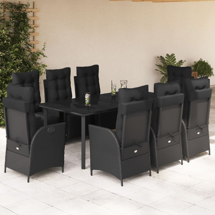 Set mobilier de grădină cu perne, 9 piese, negru, poliratan - WALTI WALTI