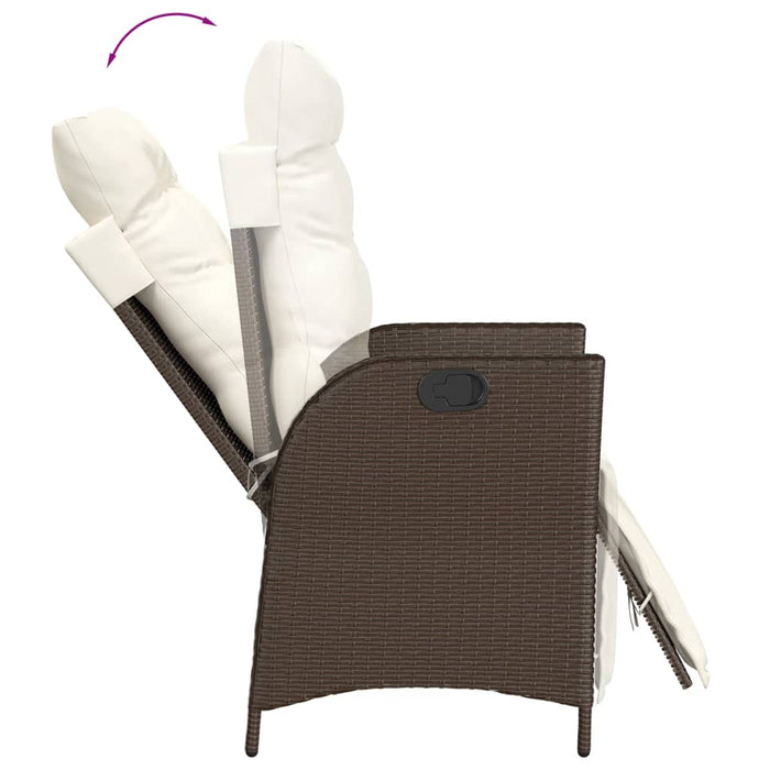 Set mobilier de grădină cu perne, 3 piese, maro, poliratan WALTI