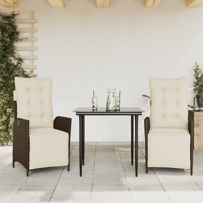 Set mobilier de grădină cu perne, 3 piese, maro, poliratan WALTI