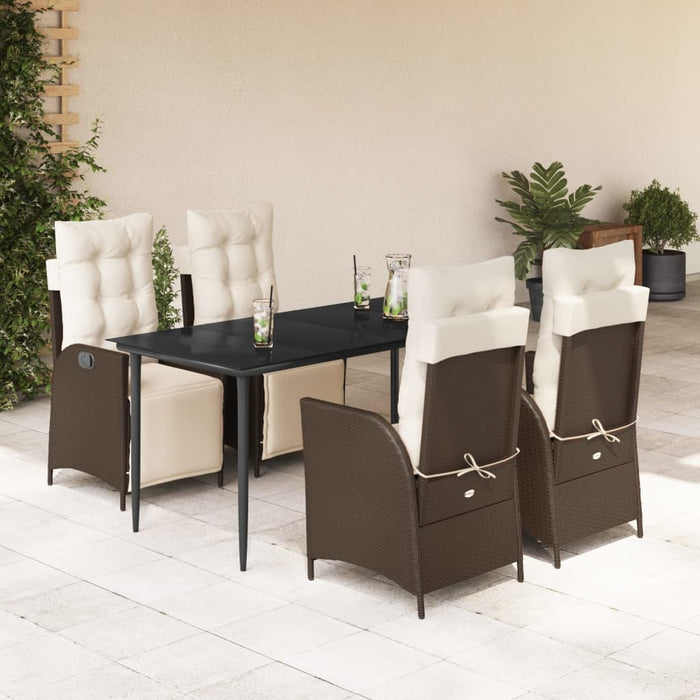 Set mobilier de grădină, 5 piese, cu perne, maro, poliratan - WALTI WALTI