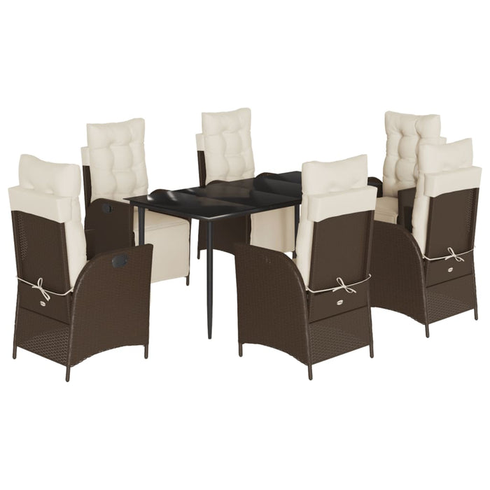 Set mobilier de grădină cu perne, 7 piese, maro, poliratan - WALTI WALTI