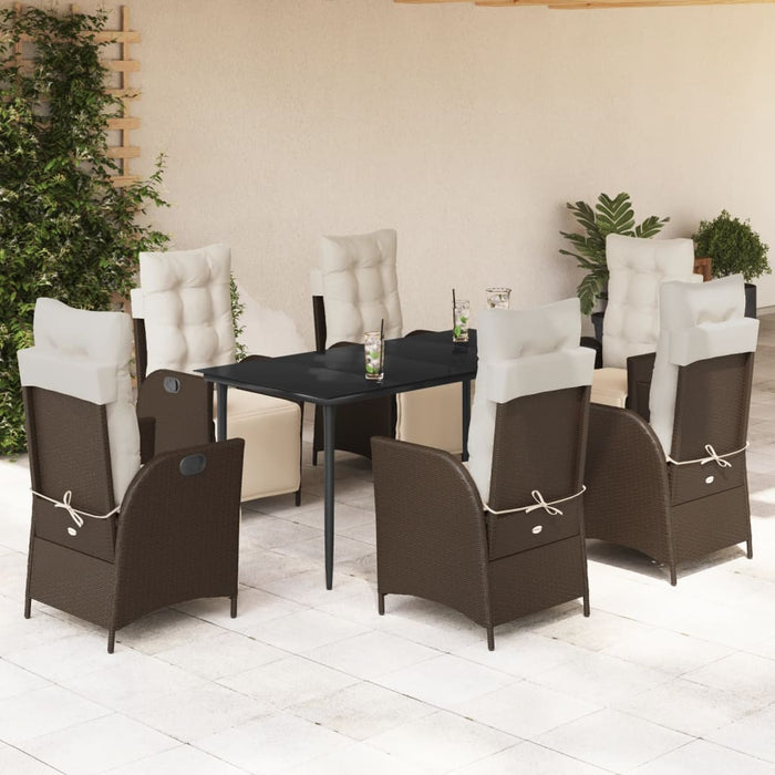 Set mobilier de grădină cu perne, 7 piese, maro, poliratan - WALTI WALTI
