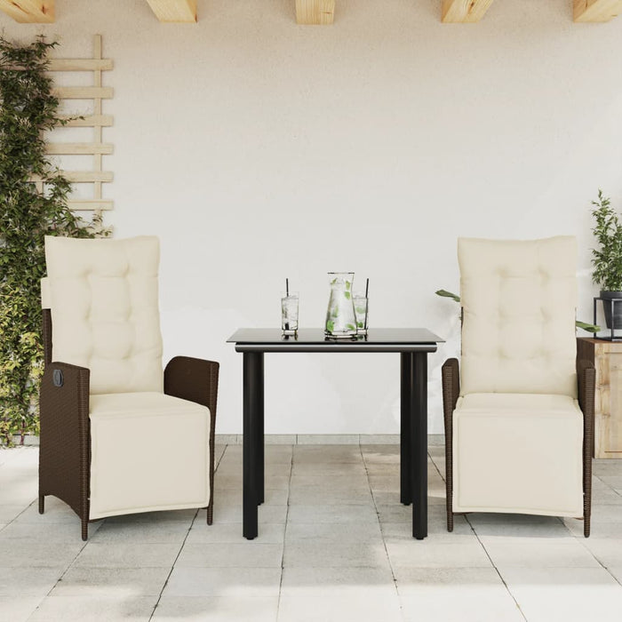 Set mobilier de grădină cu perne, 3 piese, maro, poliratan - WALTI WALTI