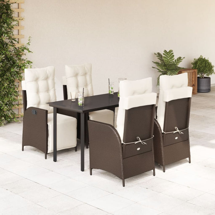 Set mobilier de grădină, 5 piese, cu perne, maro, poliratan - WALTI WALTI