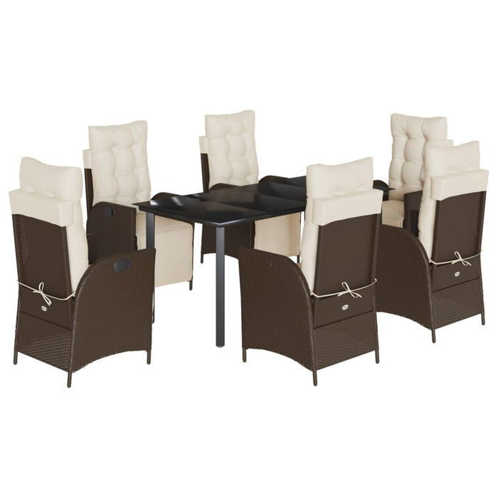 Set mobilier de grădină cu perne, 7 piese, maro, poliratan - WALTI WALTI