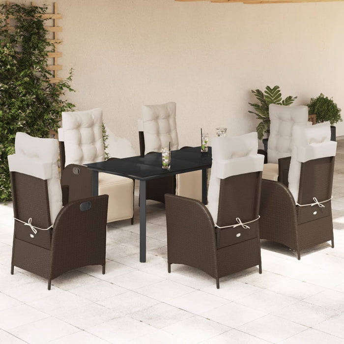Set mobilier de grădină cu perne, 7 piese, maro, poliratan - WALTI WALTI