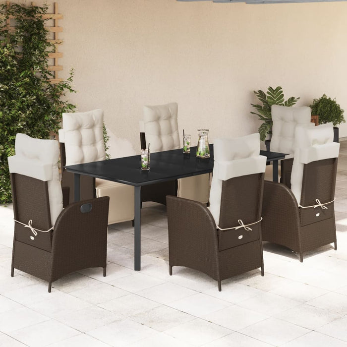 Set mobilier de grădină cu perne, 7 piese, maro, poliratan WALTI