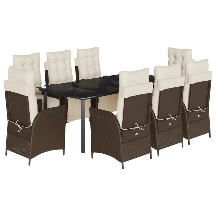 Set mobilier de grădină cu perne, 9 piese, maro, poliratan - WALTI WALTI