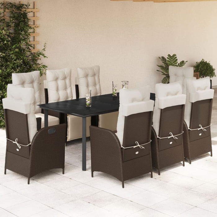 Set mobilier de grădină cu perne, 9 piese, maro, poliratan - WALTI WALTI