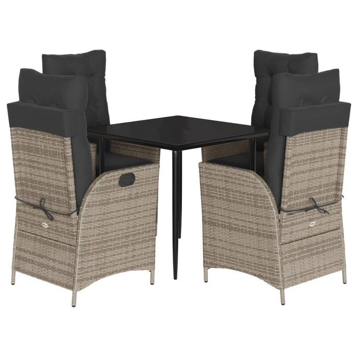 Set mobilier de grădină cu perne, 5 piese, gri, poliratan WALTI