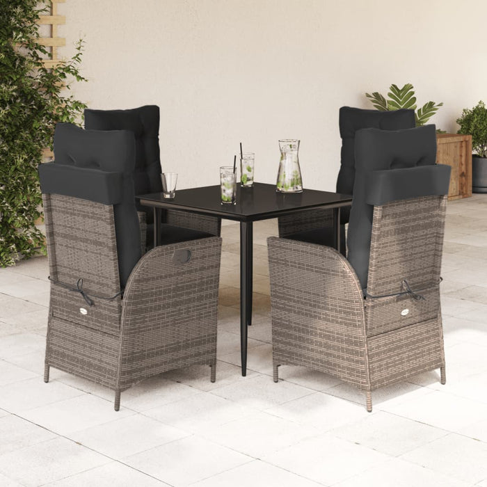 Set mobilier de grădină cu perne, 5 piese, gri, poliratan WALTI